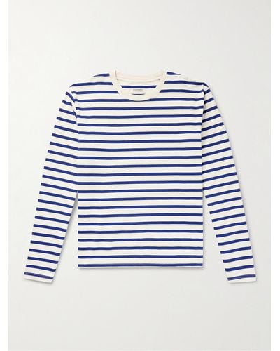 Kapital Printed Striped Cotton-jersey T-shirt - Blue