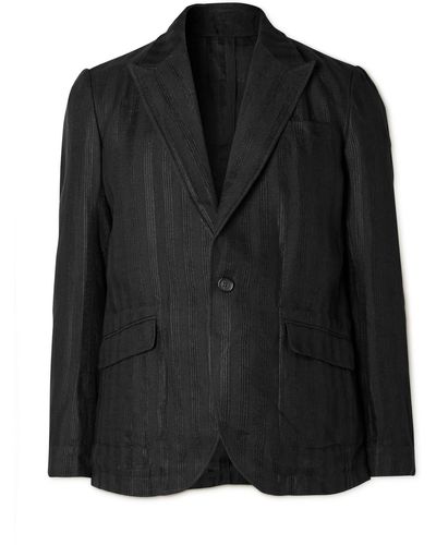 Oliver Spencer Wyndhams Embroidered Linen Suit Jacket - Black