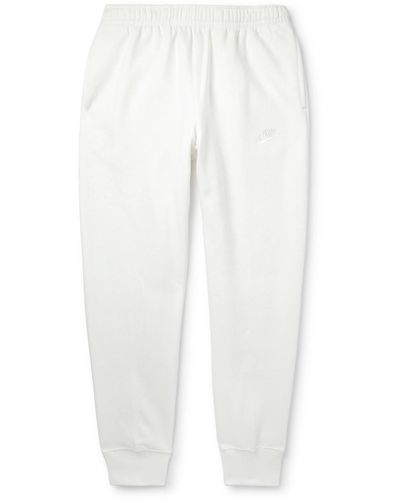 Nike Sportswear Club Slim-fit Logo-embroidered Cotton-blend Jersey Sweatpants - White