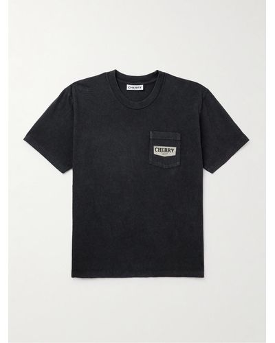 CHERRY LA Soaring Eagle Garment-dyed Logo-print Cotton-jersey T-shirt - Black