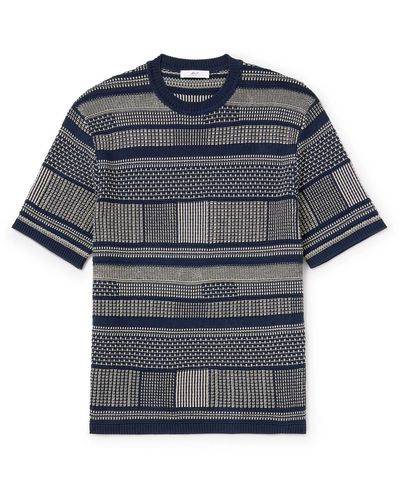 MR P. Jacquard-knit Cotton T-shirt - Blue
