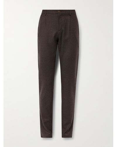 Canali Straight-leg Pleated Wool-flannel Pants - Brown