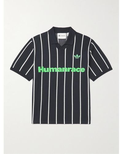 adidas Originals Pharrell Williams Logo-embroidered Striped Cotton-blend Polo Shirt - Black