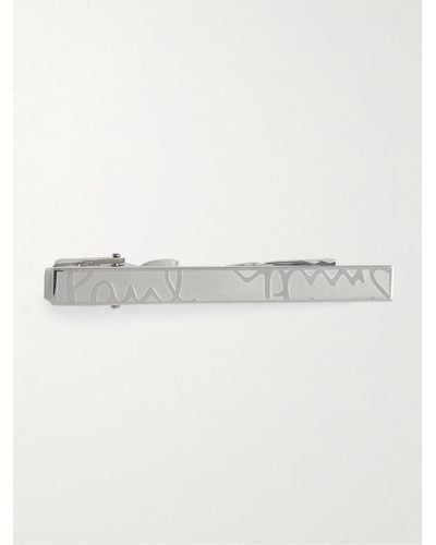Paul Smith Brushed Silver-tone Tie Bar - Natural