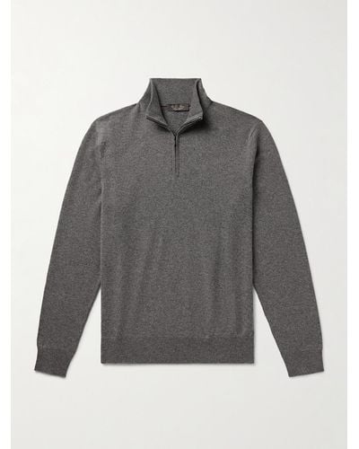 Loro Piana Slim-fit Baby Cashmere Half-zip Jumper - Grey