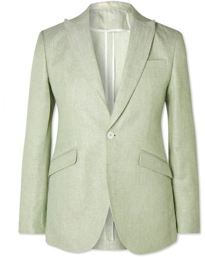 Favourbrook Ebury Herringbone Linen And Silk-blend Blazer - Green
