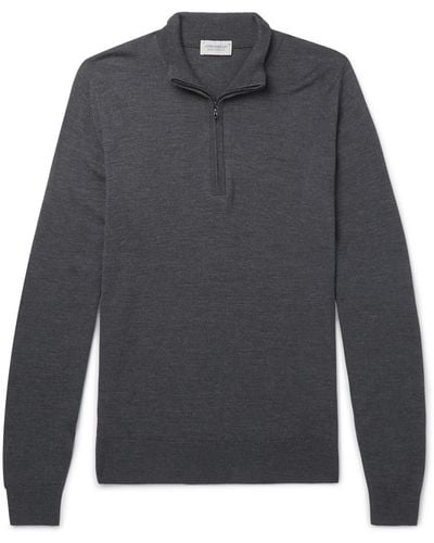 John Smedley Tapton Slim-fit Merino Wool Half-zip Sweater - Gray