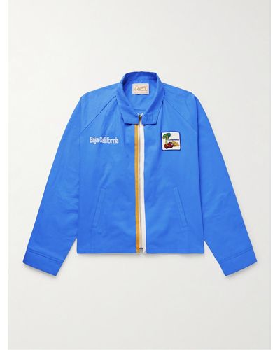 CHERRY LA Baja Drag Garment-dyed Embellished Cotton-twill Jacket - Blue