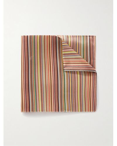 Paul Smith Striped Silk-jacquard Pocket Square - Red