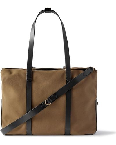 Mismo M/s Mega Leather-trimmed Canvas Tote Bag - Brown