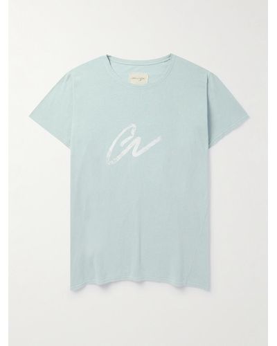 Greg Lauren Logo-print Cotton-jersey T-shirt - Blue