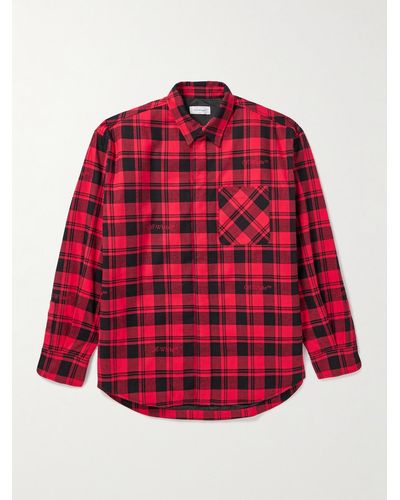 Off-White c/o Virgil Abloh Logo-embroidered Padded Checked Cotton-flannel Overshirt