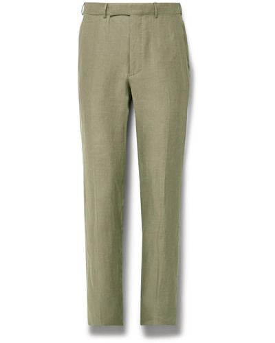 Zegna Slim-fit Oasi Lino Twill Suit Pants - Green