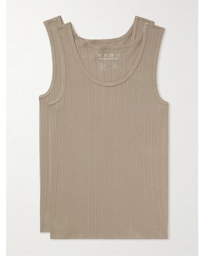 mfpen Two-pack Ribbed Organic Cotton Tank Tops - Natural