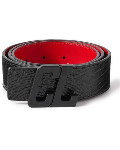Christian Louboutin Happy Rui 4cm Lizard-effect Leather Belt - Red
