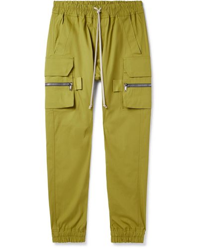 Rick Owens Mastodon Skinny-fit Cotton-jersey Drawstring Cargo Pants - Green