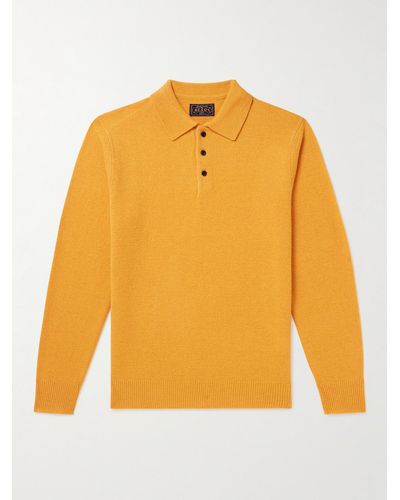 Beams Plus Pullover aus Wolle mit Polokragen - Gelb