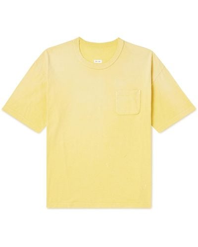 Visvim Jumbo Distressed Cotton-jersey T-shirt - Yellow