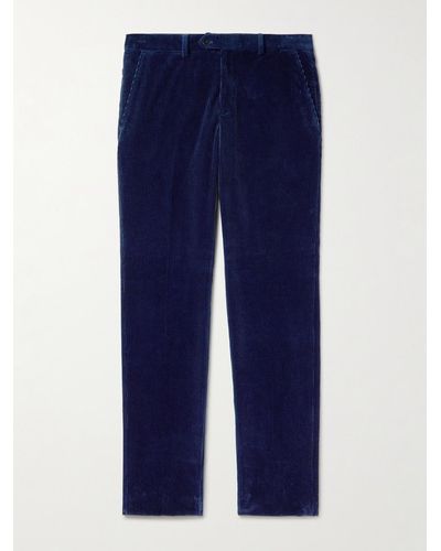 Rubinacci Modluca Straight-leg Pleated Cotton-corduroy Trousers - Blue