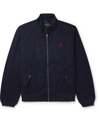 Polo Ralph Lauren Logo-embroidered Cotton-twill Bomber Jacket - Blue