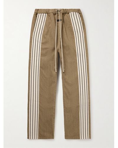 Fear Of God Forum Straight-leg Striped Canvas-trimmed Drawstring Jeans - Natural