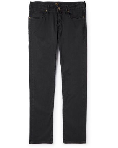 Incotex Slim-fit Straight-leg Cotton-blend Pants - Black