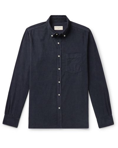 Officine Generale Arsene Button-down Collar Cotton And Lyocell-blend Corduroy Shirt - Blue