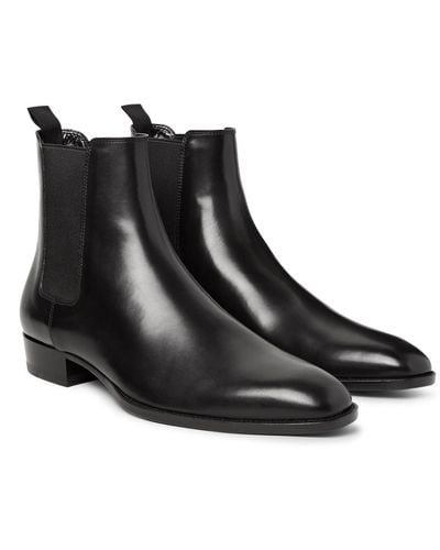 Saint Laurent Polished-leather Chelsea Boots - Black