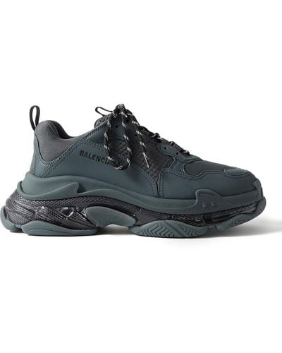 Balenciaga Triple S Mesh And Faux Leather Sneakers - Blue