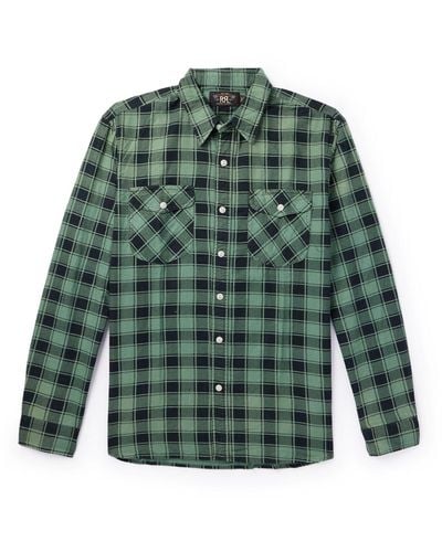 RRL Preston Checked Cotton Shirt - Green
