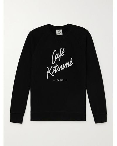 Café Kitsuné Logo-print Cotton-jersey Sweatshirt - Black