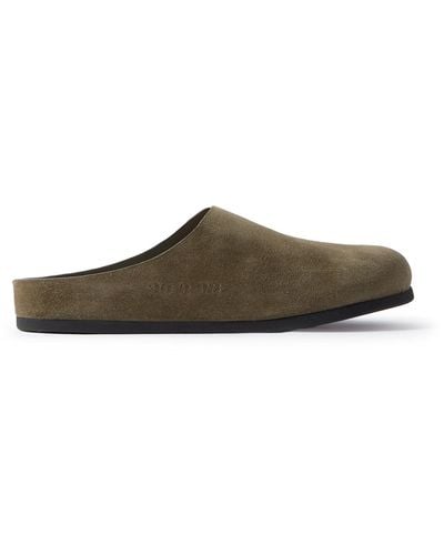 Common Projects Logo-debossed Suede Clogs - Brown