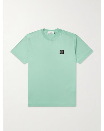 Stone Island T-shirt in jersey di cotone con logo applicato - Verde