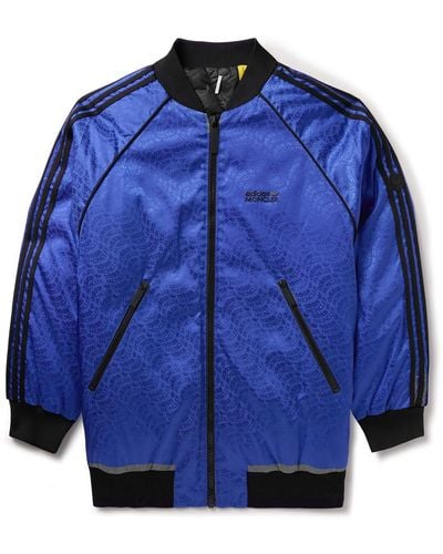Moncler Genius Adidas Originals Seelos Striped Logo-jacquard Shell Down Bomber Jacket - Blue