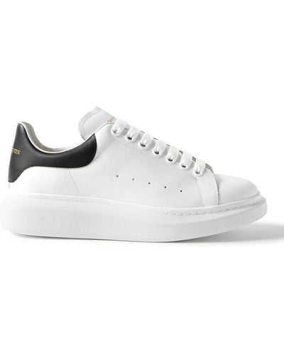 Alexander McQueen Exaggerated-Sole Leather Sneakers - White