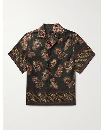 Etro Camp-collar Paisley-print Silk-twill Shirt - Green