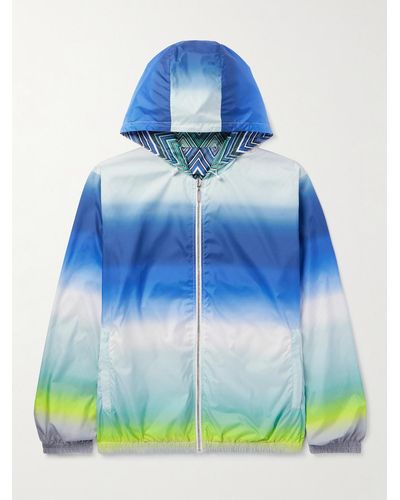 Missoni Reversible Printed Striped Shell Hooded Jacket - Blue