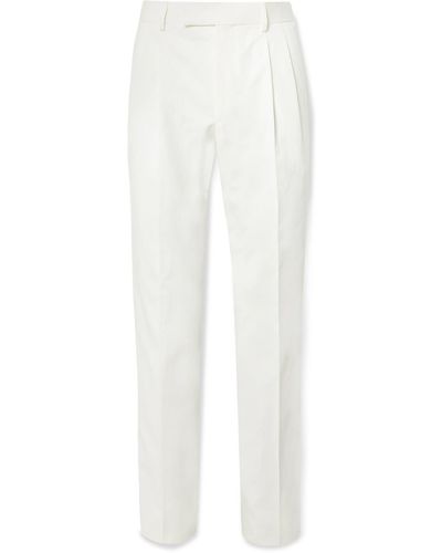 Kingsman Slim-fit Tapered Cotton And Linen-blend Pants - White