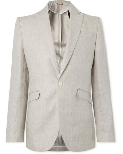 Favourbrook Dawlish Ebury Slim-fit Herringbone Linen Suit Jacket - Gray