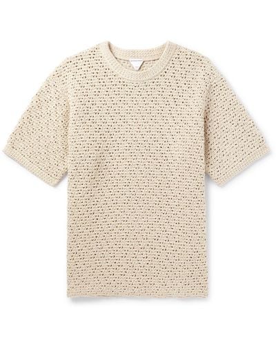 Bottega Veneta Crocheted Cotton T-shirt - Natural
