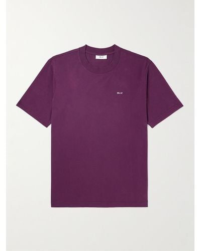 NN07 T-shirt in jersey di cotone Pima con logo ricamato Adam 3209 - Viola