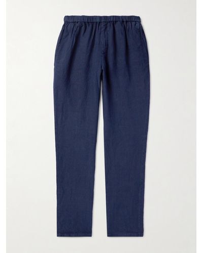 Boglioli Straight-leg Linen Trousers - Blue