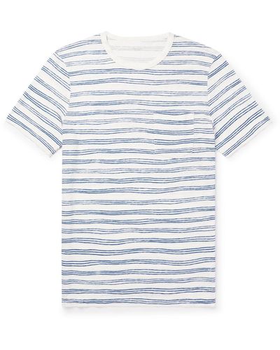 Hartford Slim-fit Striped Linen T-shirt - White