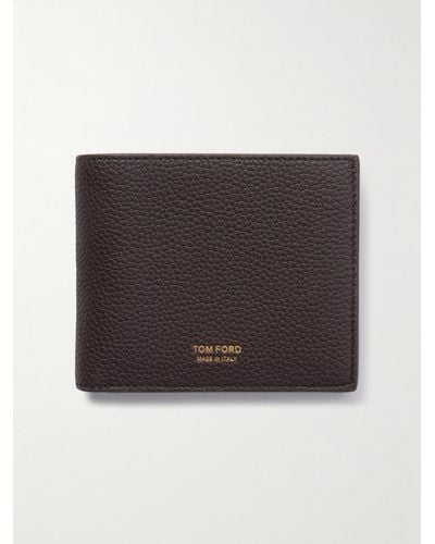 Tom Ford Aufklappbares Portemonnaie aus vollnarbigem Leder - Braun