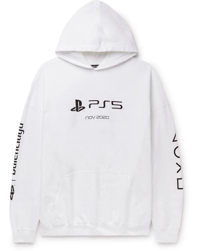 Balenciaga Playstation Printed Cotton-jersey Hoodie - Gray