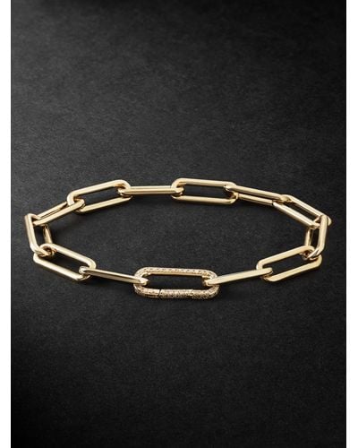 Ileana Makri Seamless Oblong Gold Diamond Chain Bracelet - Black