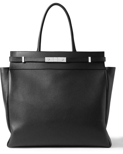 Saint Laurent Manhattan Full-grain Leather Tote Bag - Black