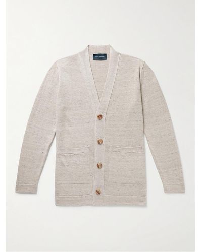Thom Sweeney Slim-fit Linen And Cotton-blend Cardigan - Natural