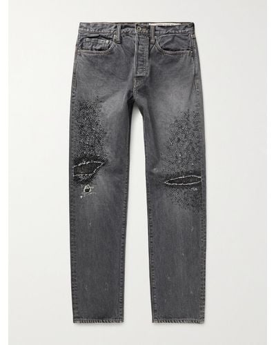 Kapital Jeans in denim effetto invecchiato Monkey CISCO - Grigio