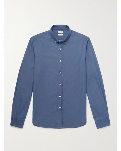 Brunello Cucinelli Button-down Collar Cotton-chambray Shirt - Blue